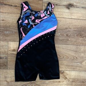 Kids Gymnastics Leotard - Black, Pink, and Blue